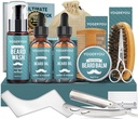 Kit de barba, Kit de jarda para homens W / Straight Razor, 2 PACK Óleo de barba, Lavar, Balm, Escova, Pentear, Tesoura homens presentes de Natal para homens namorado marido barba aparar kit de barbear