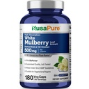 NusaPure White Mulberry Leaf Extract 10:1 Extract, 500 mg Equivalente a 5000 mg 180 Veg Caps (Vegan, Bioperina não OGM)