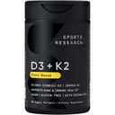 Sports Research® Vitamina D3 + K2 w / Óleo de coco - Vegan Vitamina D 2500iu (62.5mcg) & Mk7 Vitamina K 100mcg para suporte ósseo e imunológico - Vegan Certified · Não-GMO · Soy Free - 60 Softgels