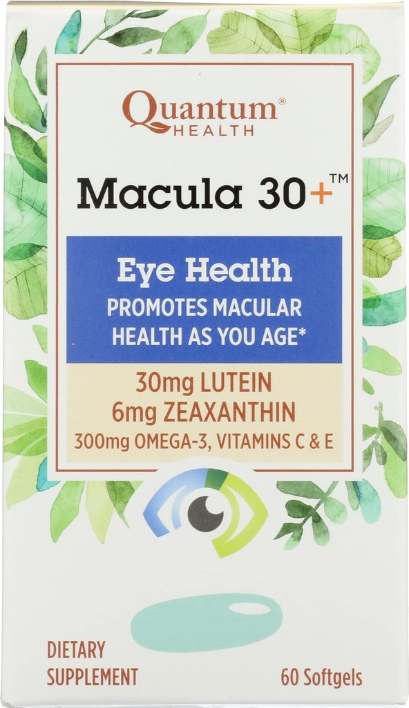 Saúde Quântica Macula 30+ Saúde ocular, 60 Softgels (Pack of 1)