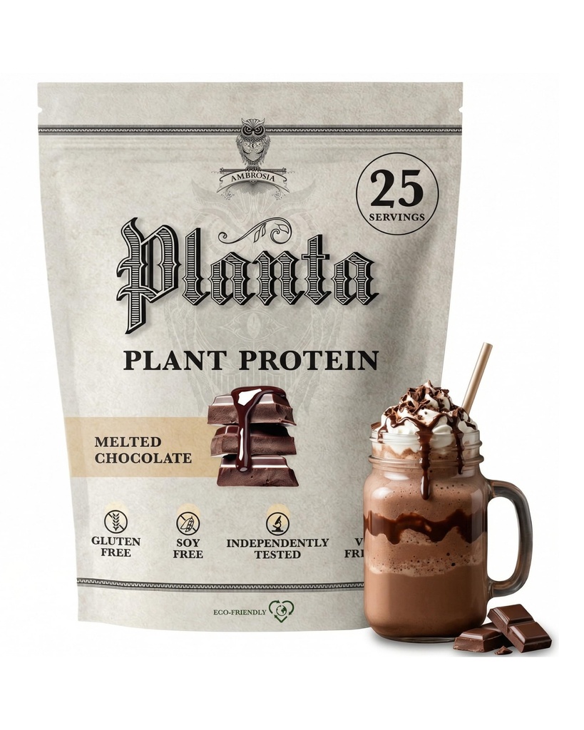 Ambrosia Planta - Premium Planta-Baseado Proteína , Vegan & Keto Friendly , Gourmet sabores com sem inchaço ou estômago incomodado , Gluten & Soy Grátis , Não adicionado açúcar , , 25 Servings , Derretido Chocolate