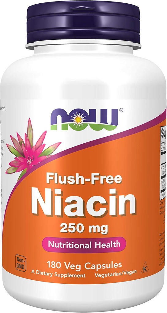 Niacin, FLUSH FREE 250 mg, 180 Caps by Now Foods (Pacote de 3)