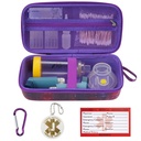 MGZNTY caso de transporte de viagem compatível com asma inhaler espaçador para adultos e crianças, máscaras, inhaler titular com asthma alerta Tag e cartão médico, carabiner (apenas caso) (Galaxy)
