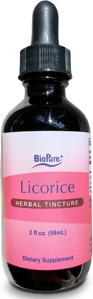 Tintura de alcaçuz BioPure – Extrato Botânico Potente de raiz de alcaçuz, um adaptogênio de ervas que acalma a garganta e suporta a função do sistema respiratório superior, imunológico e gastrointestinal – 2 fl oz