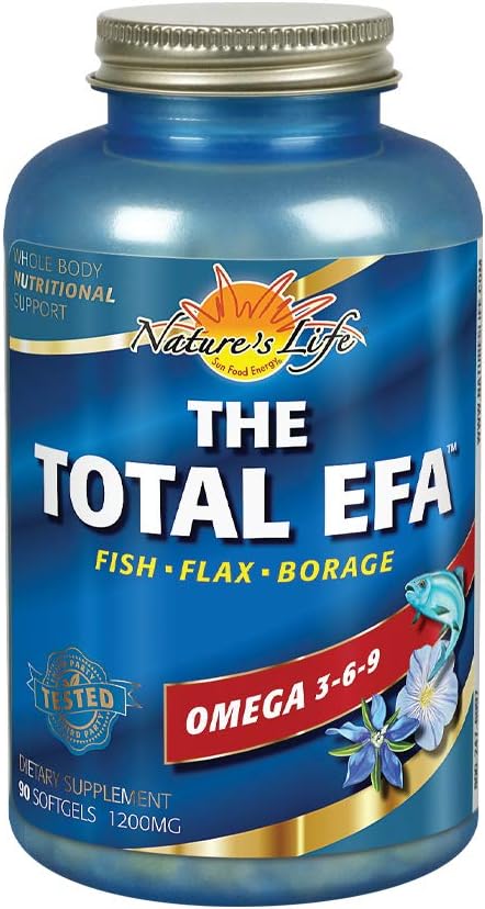Vida da natureza O óleo de peixe total da EFA w/Organic Flaxseed & Borage Oils