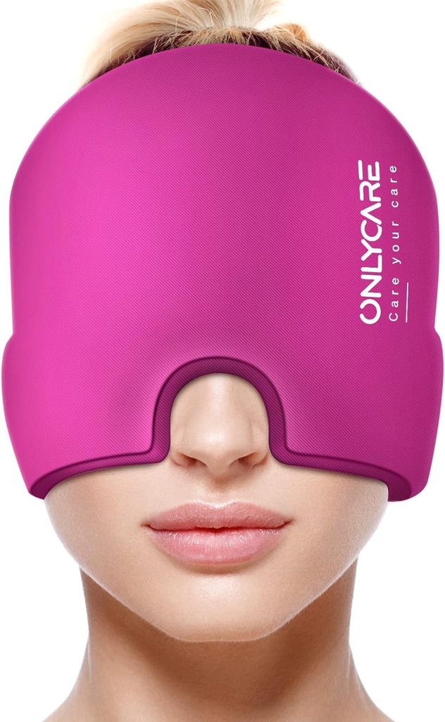 SOMENTECARE Migraine Relief Cap, Upgraded Odorless Migraine Ice Head Wrap, Chapéu de alívio de dor de cabeça para Migraine, Hot Pink