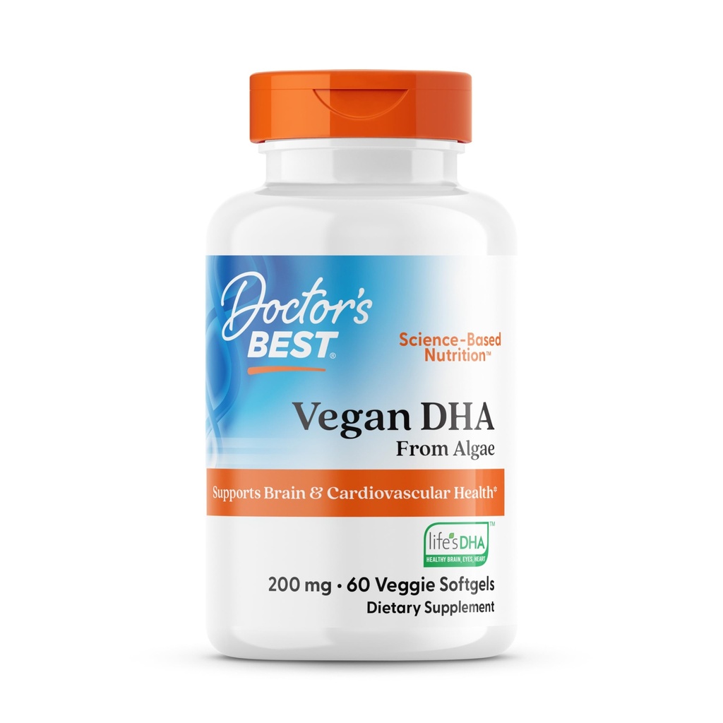 Médicos melhor Vegan DHA de Algae, Suporta Cérebro & Saúde Cardiovascular, Não-GMO, Gluten Free, Soy Free, Vegan 60 Veggie Softgels