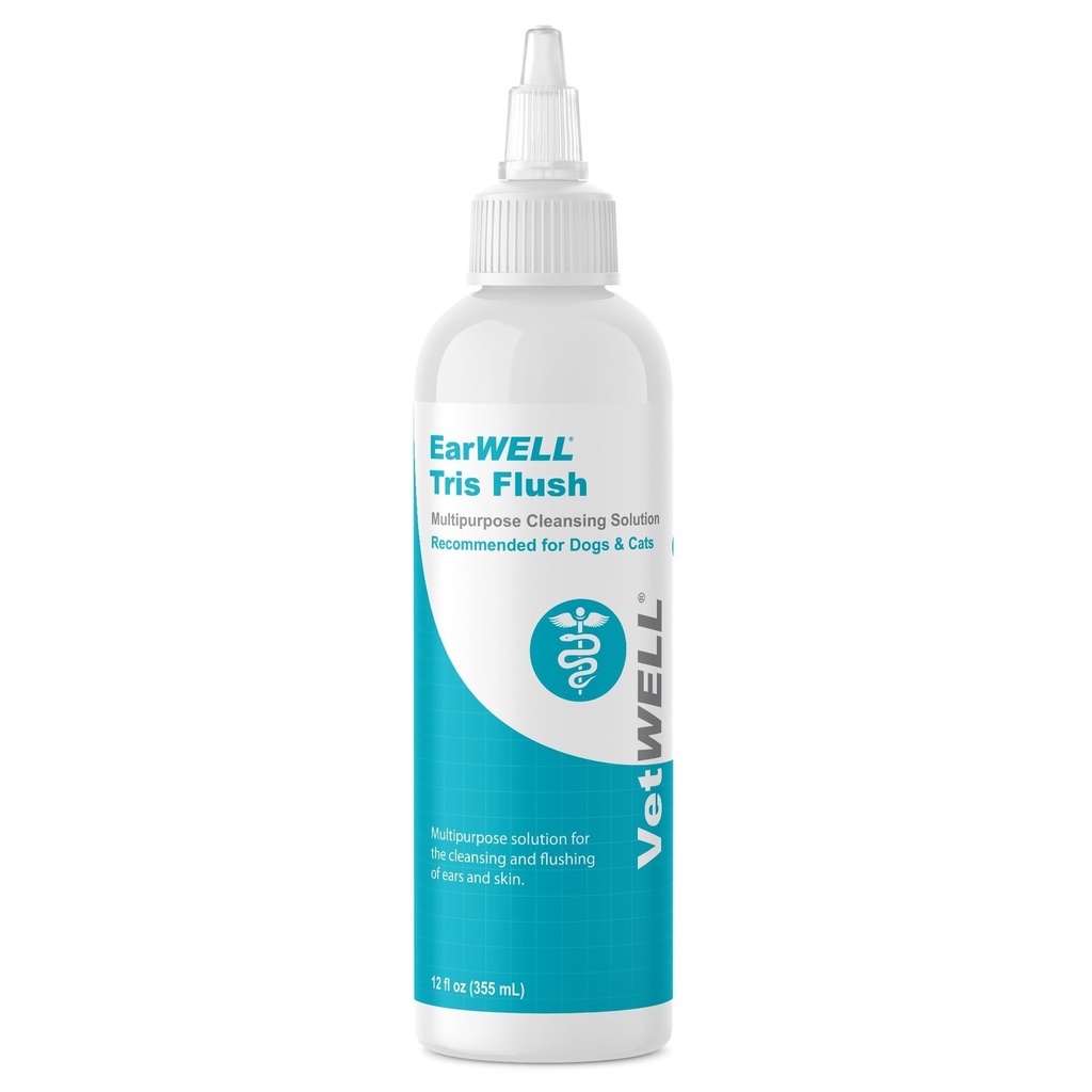 VetWELL solução limpador do ouvido do cão e tratamento da infecção para cães e gatos, Tris Otic Cleanser gotas ajuda a eliminar Odor e aliviar infecções - 12 oz
