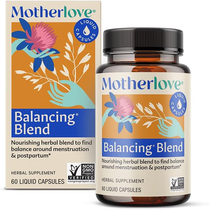 Motherlove Balanceamento Mistura (60 cápsulas líquidas) Suplemento de ervas para período e pós-parto Hormonal Saúde — Não-GMO, Ervas orgânicas, Vegan, Kosher