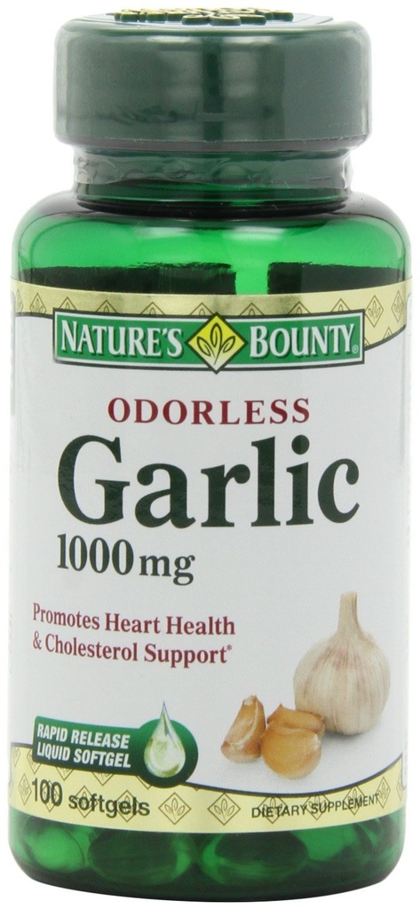 Extrato de Alho Bounty da Natureza 1000 mg, 100 Softgels de liberação rápida (Pacote de 6)