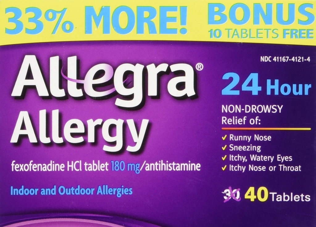 Allergy Allegra 40 Comprimidos (Bonus Pack - 33% Mais) Proteção 24 horas - Não Drowsy