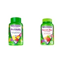 Vitafusion Probiótico Gummy Supplements, Framboesa, Pêssego e Mango Flavors, 35 dias de fornecimento, 70 contagem de energia Zinc Gummy Vitaminas, Morango Tangerina Flavored, 90 contagem