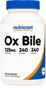 Nutricost Ox Bile Cápsulas 125mg, 240 Cápsulas - Não-GMO
