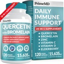 28-em-1 Quercetina com suplemento de bromelaína para apoio diário à defesa imunitária - Quercetina com vitamina C e zinco para adultos Enriquecido com vitamina D e elderberry (120ct)