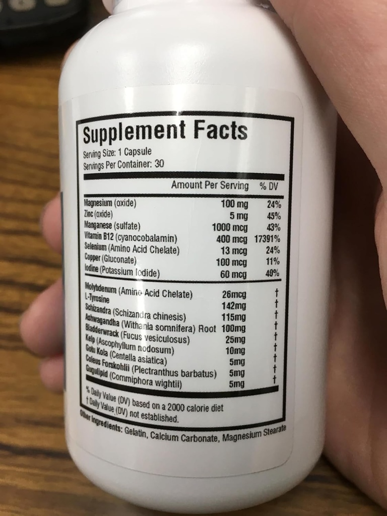 Thyrogenix - Apoio à função da tiroide - 1 frasco -30 Cápsulas - Suporte de Glands Adrenais Suporte ao equilíbrio hormonal