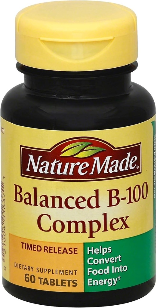 Natural Vitamina Balanceada B-100 Comprimidos Complexos 60 ea (Pack de 5)