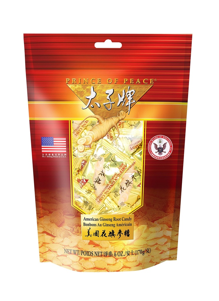 Príncipe da Paz Americano Ginseng Root Candy (6 onças)