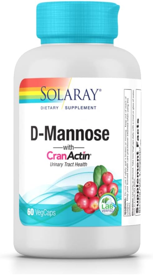 Solaray D-Mannose com Cranactin - 60 Cápsulas Vegetarianas