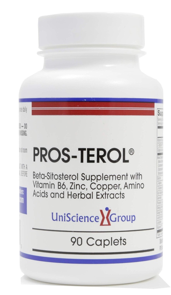 Pros-TEROL, alívio de próstata com 900 mg Esterols de planta com semente de abóbora, raiz de casca de stinging, raiz de gengibre, extratos de raiz de alcaçuz 90 Caplets