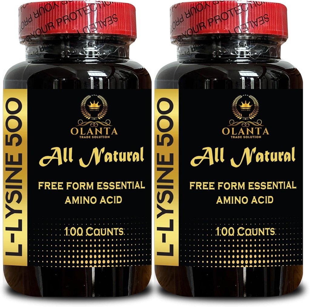 Suplemento L-LYSINE Amino ACIDS - Suplemento de Aminoácidos de Forma Livre para Homens, Apoio Imune, Função Ocular e Saúde Respiratória, Vitamina Aminoácido - 2 Garrafas 200 Condes