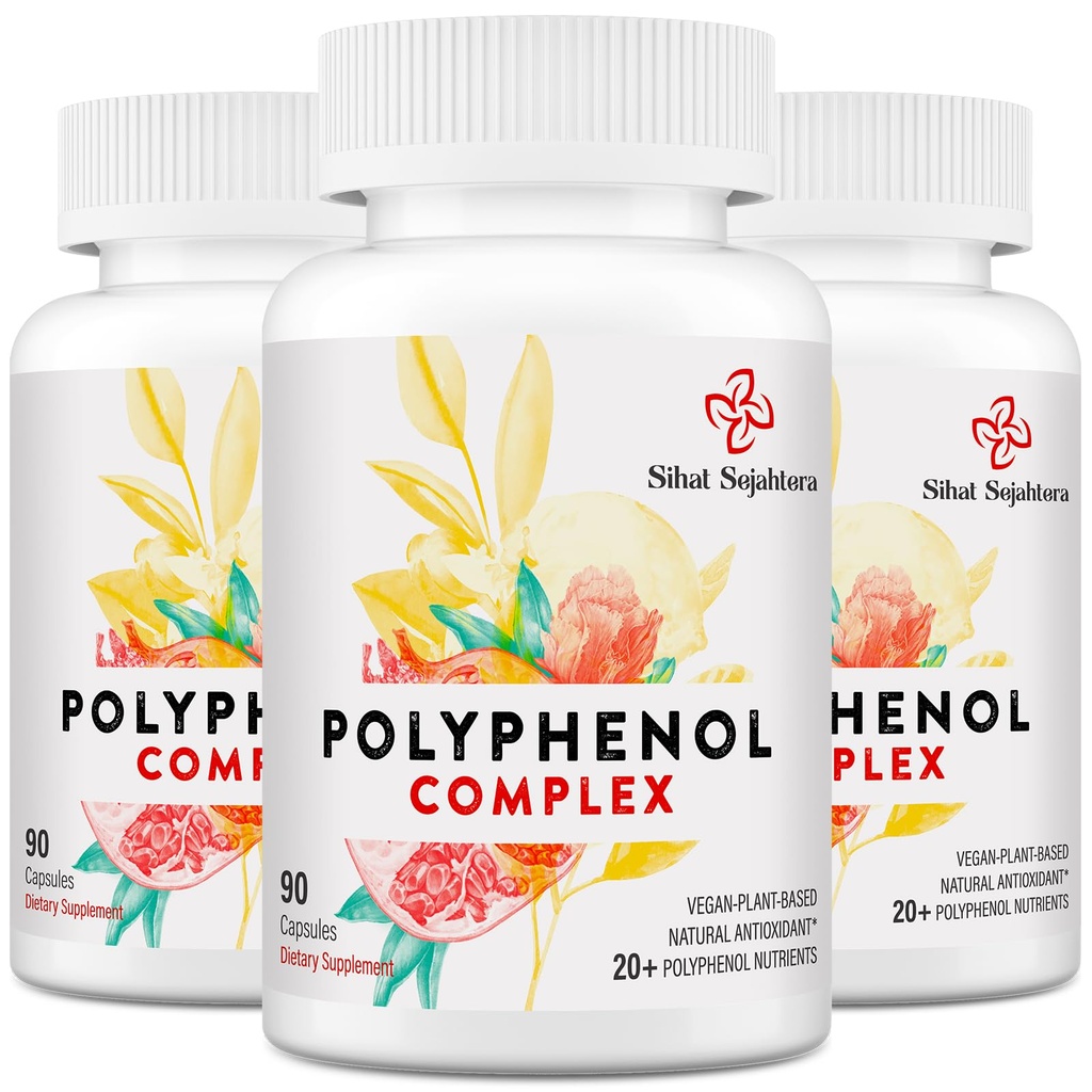 67,500 MG Suplemento de Polifenóis - Poderosos antioxidantes e polifenol para a defesa da idade, Polifenol Superalimento, Quercetina, Resveratrol, Chá Verde, Base de Plantas & Energia, Suporte Imune, 270 Cápsulas