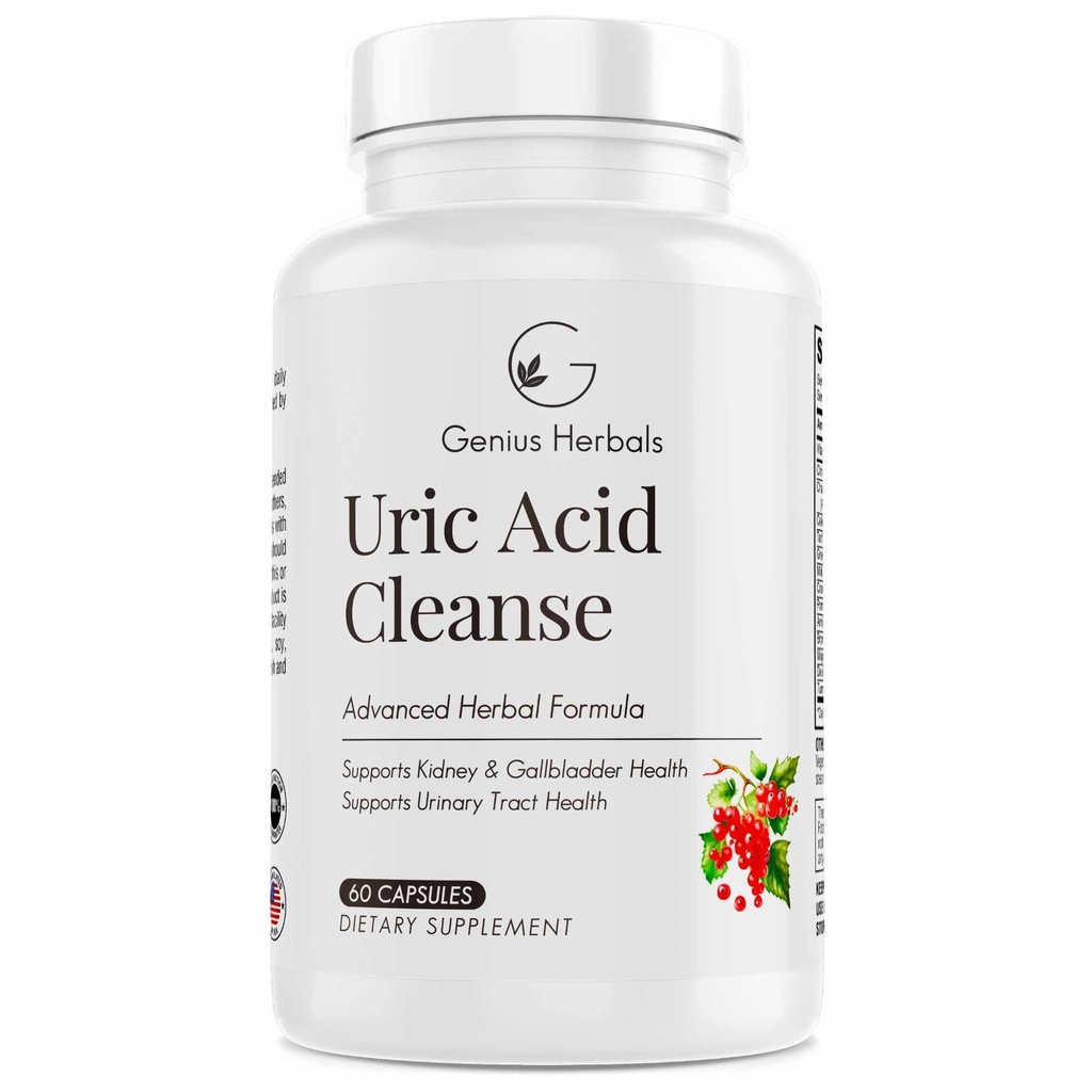 Ácido Urico Cleanse – Suporta Rim, Fígado, vesícula biliar e saúde do trato urinário, Fórmula avançada de ervas - 60 Cápsulas