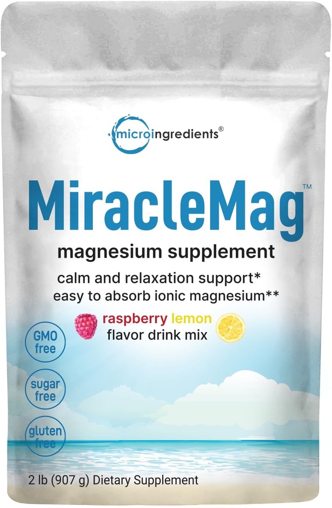 Calm Magnésio em pó, 2lbs Citrate Magnésio em pó, doce framboesa limão saboreado, calma e relaxação Suporte Mineral, Absorvido facilmente, Não-GMO, Vegan, Açúcar livre