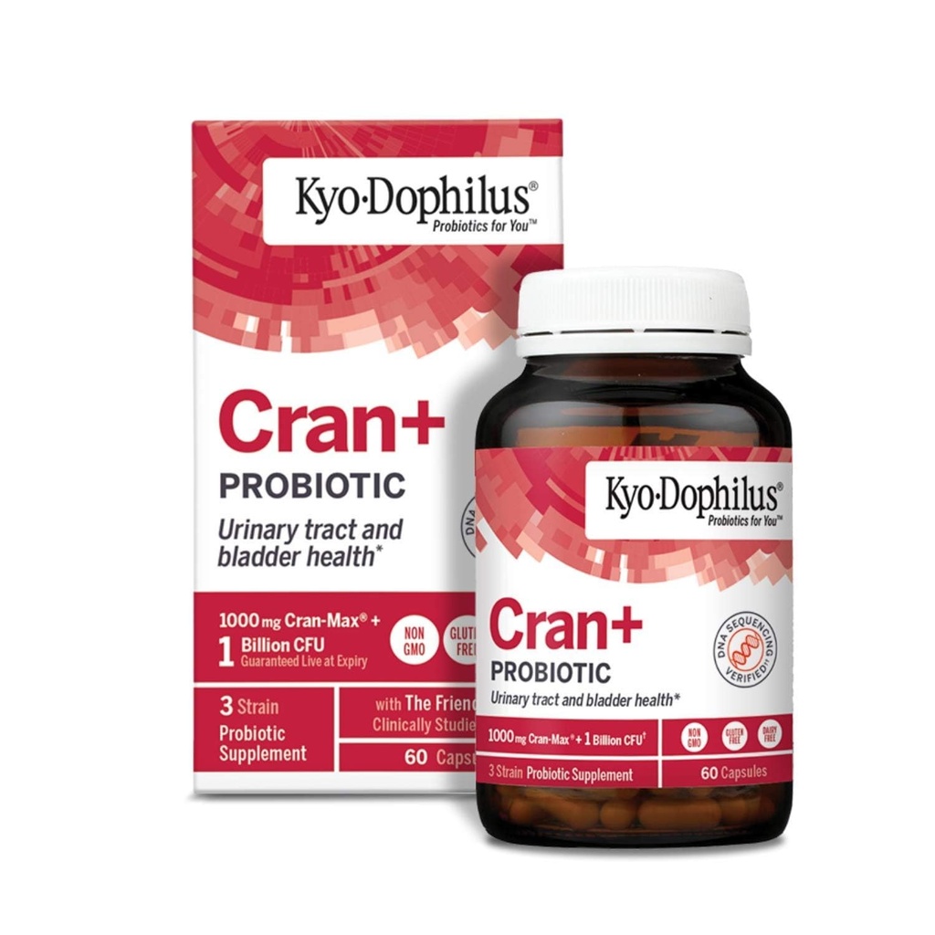 Kyo-Dophilus Cran+ Probiótico, Trato urinário e Saúde da Víbora*, 60 Cápsulas