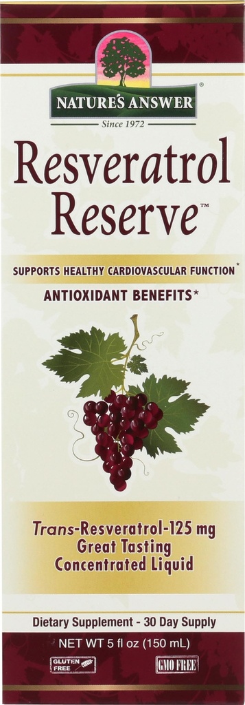 Resposta da natureza Resveratrol livre de álcool Reserva de 5 onças líquido concentrado, embalado com antioxidantes, promove o bem-estar geral, suporte do sistema imunológico,