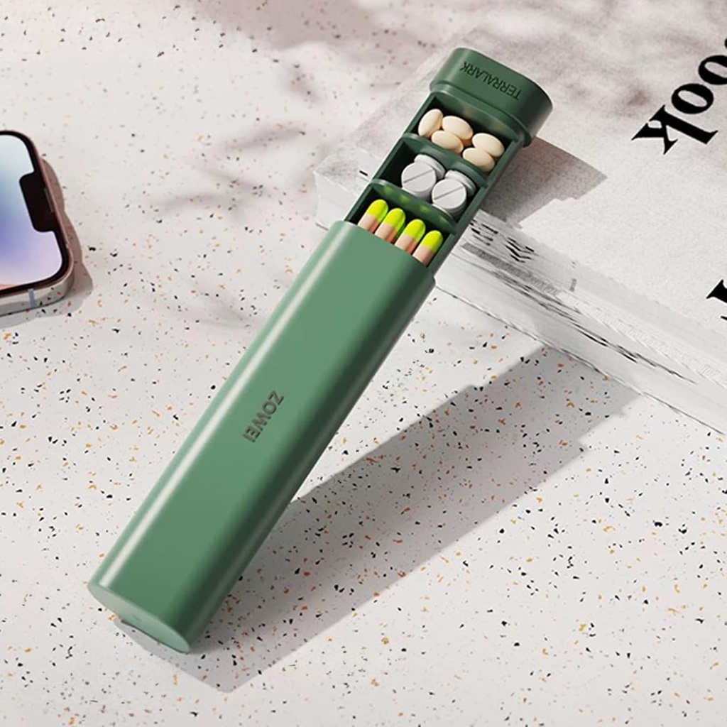Organizador de comprimidos 7 dias, Caso de pílulas de viagem semanal, Caixa diária de pílulas, Suporte de pílulas bonito para segurar vitaminas, medicamentos, pílulas, suplementos (verdes)