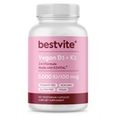 BESTVITE Vegan Vitamina D3 5000 UI + Vitamina K2 100 mcg como MK-7 (120 Cápsulas vegetarianas) - Sem Stearates - Vegan - Não OGM - Glúten Grátis