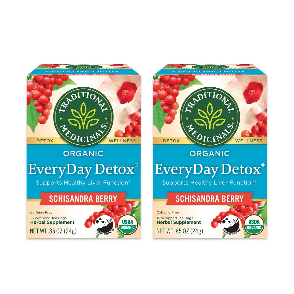 Medicamentos tradicionais orgânicos todos os dias Detox Schisandra Berry Herbal Tea, Suporta função hepática saudável (16 Count (Pack of 2))