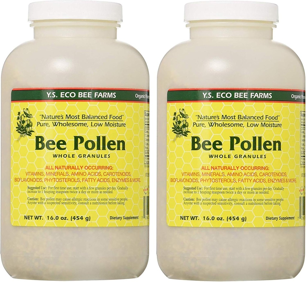 Pólen de abelha - Granulares inteiras de baixa umidade YS Eco Bee Farms 16 onças Granular (2 pacote)