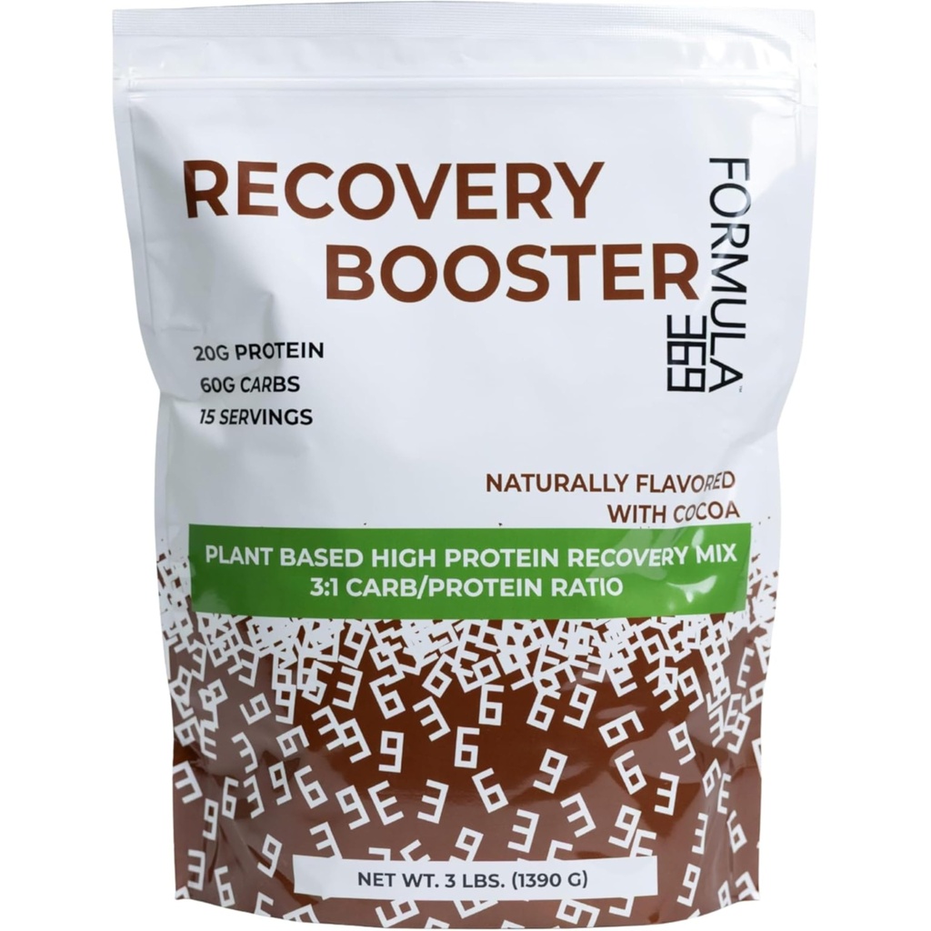 Recuperação Booster, Vegan alta proteína Recuperação Mix, Pós exercício Shake w / 20g proteína e 60g carboidratos, 100% natural, 3 libras, Gluten Free, alergénio livre.
