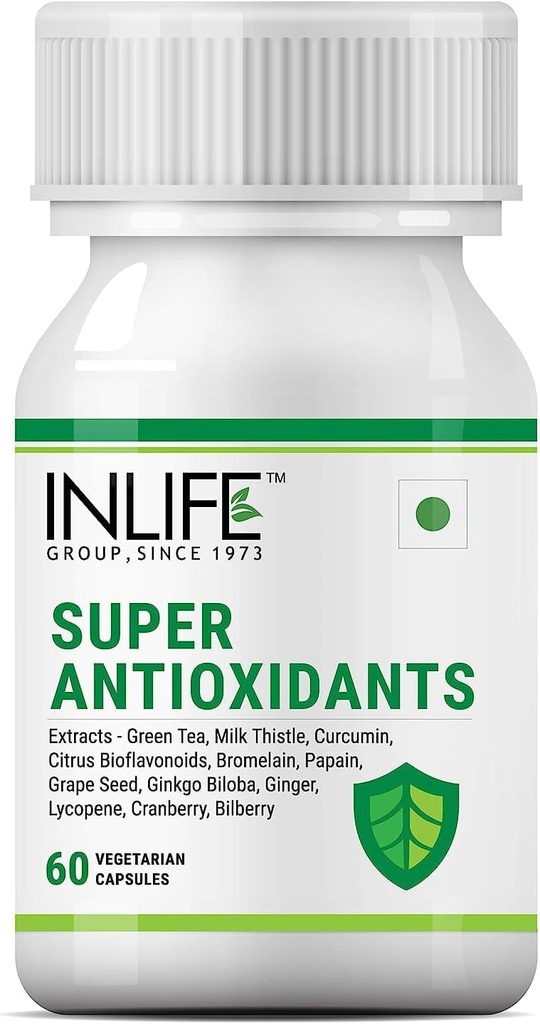 Sheltr Suplemento Super Antioxidante Licopeno, Chá Verde, Cardo, Curcumina, Sementes de uva, Ginkgo Biloba, Ginger, Cranberry, Bilberry, Ácido Alfa Lipoico, Luteína, Zeaxantina - 60 Cápsulas (Pacote de 1)