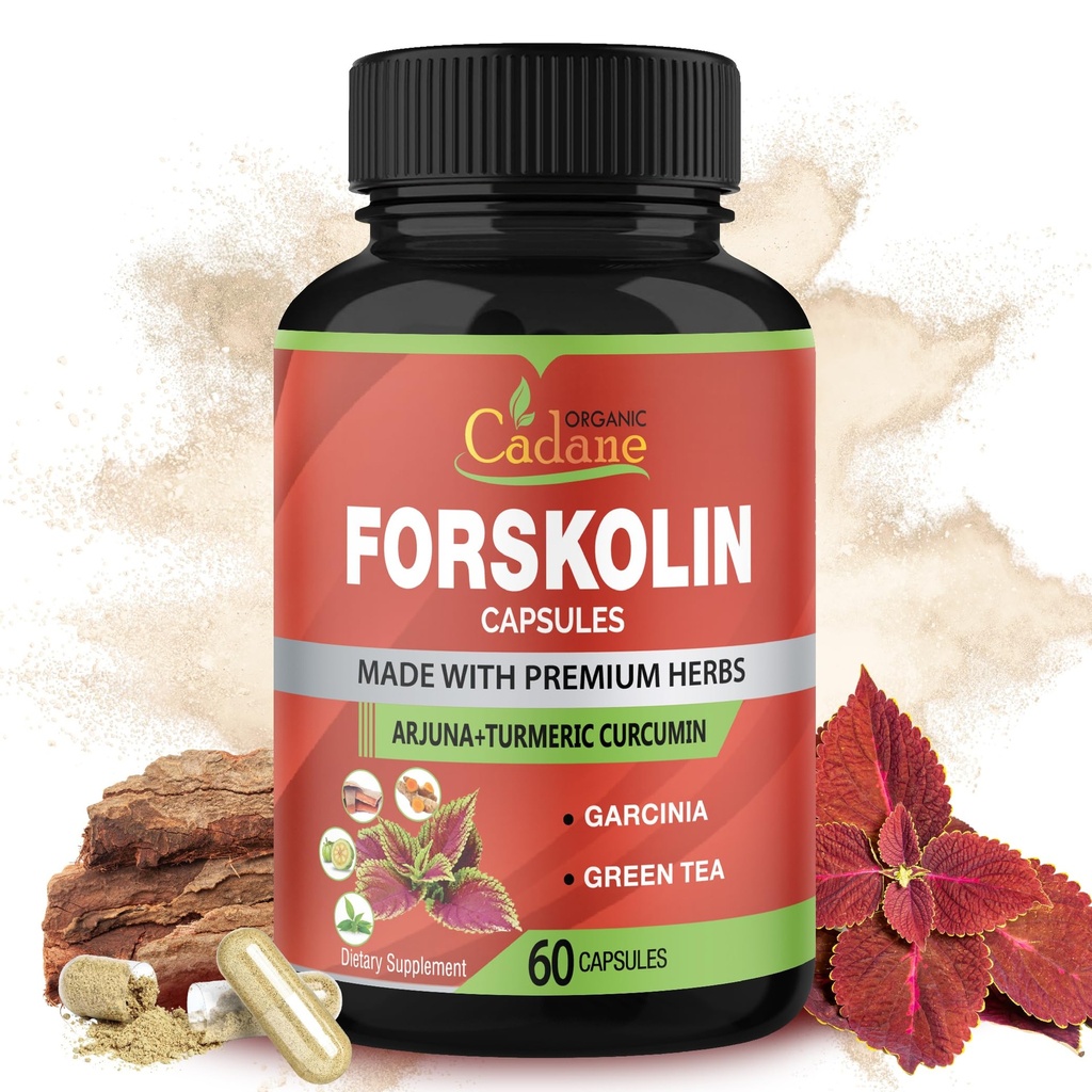 Forskolin Suplementos Cápsulas com Curcumina Cúrmica, Arjuna, Garcinia Cambogia, Chá Verde - 60 Cápsulas