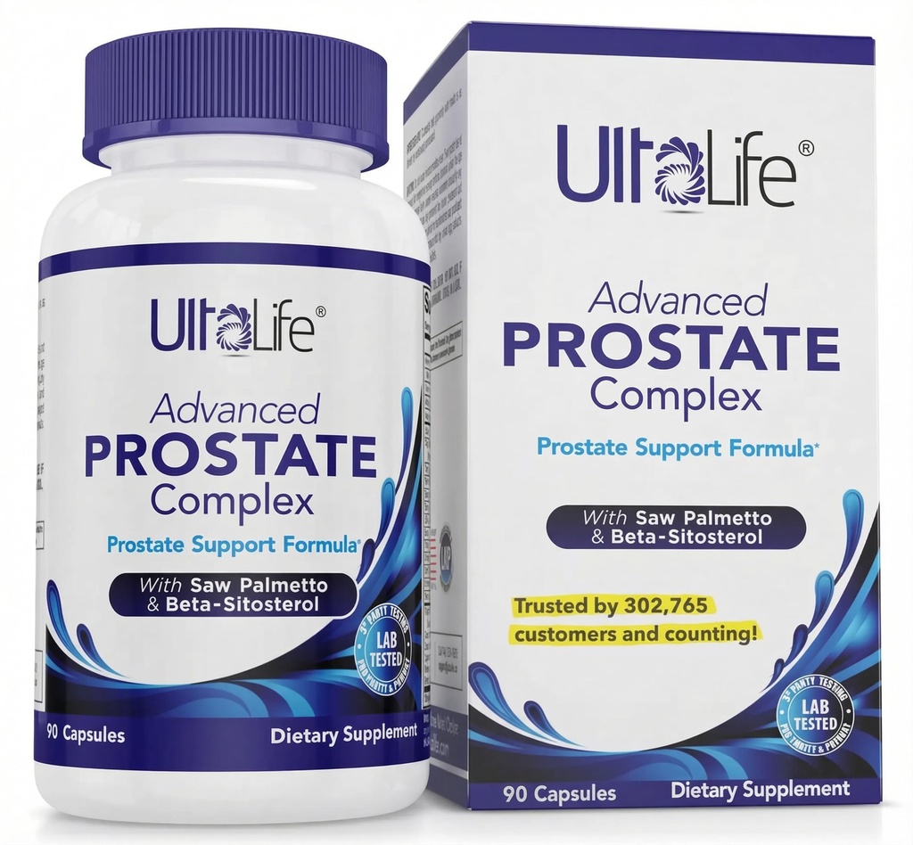 ULTALIFE Advanced Saw Palmetto Prostate Supplement for Men with Beta Sitosterol Promove Conforto Urinário, Qualidade do Sono e Saúde da Próstata 90 Cápsulas