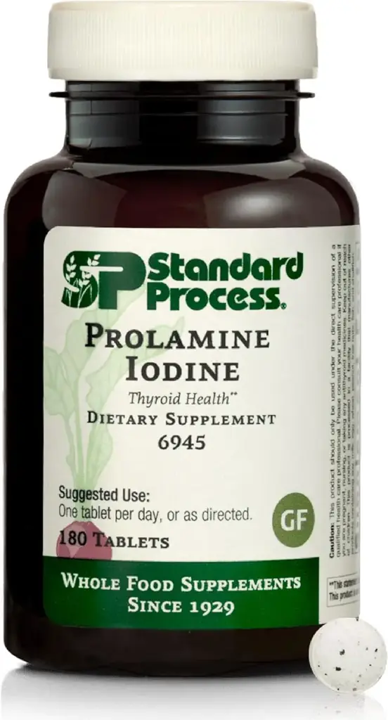 Processo Padrão - Iodo de Prolamina - Suporta Níveis de Iodo Saudável, Função Saudável da Tiróide, Cálcio, Iodo, Glúten Livre e Vegetariano - 180 Comprimidos