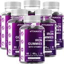 Vitamatic Iron 65 mg chicletes Suplemento para Mulheres e Homens - 60 Vegan chicletes - Grande degustação de ferro chiclete vitaminas com vitamina C (6)