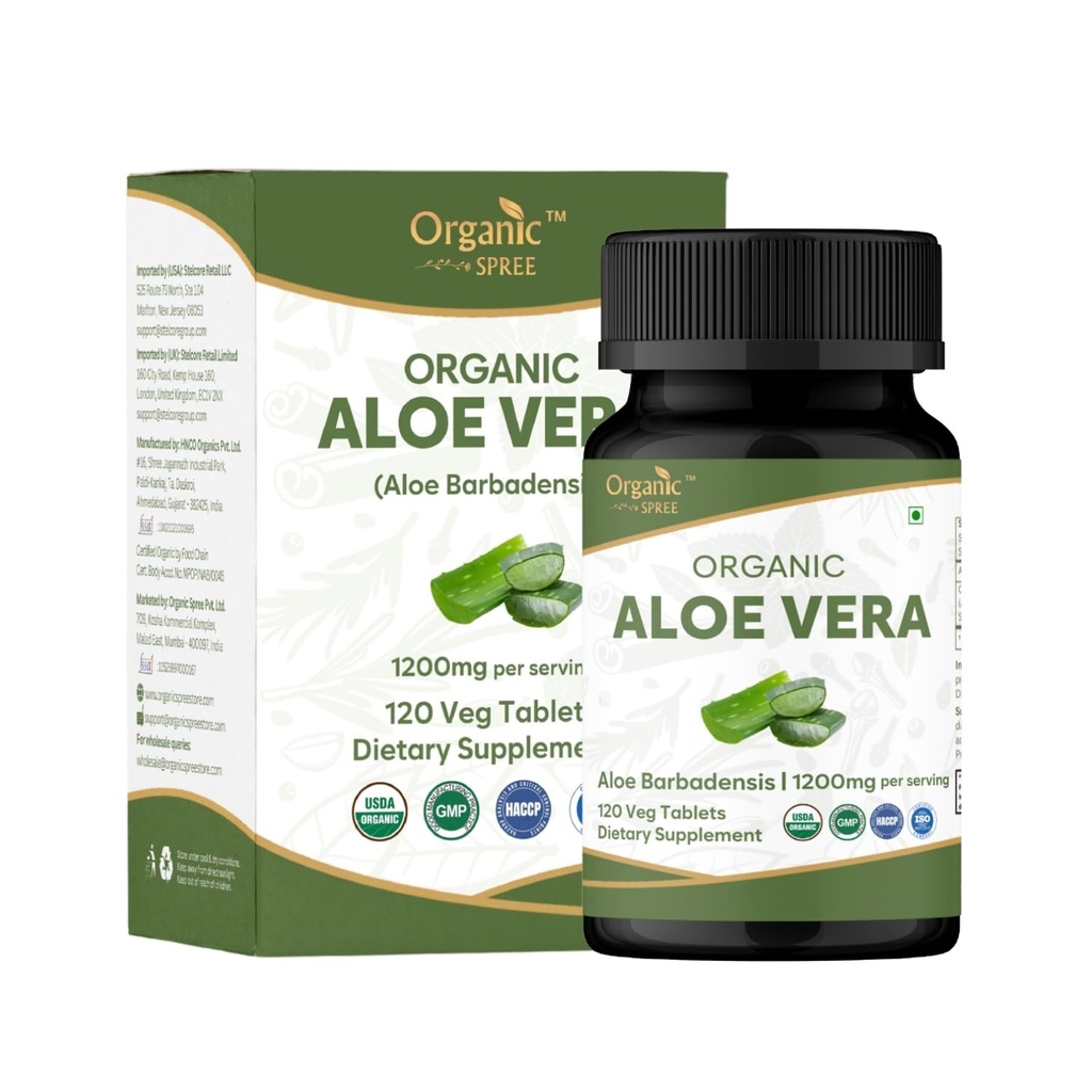 Aloe Vera Tablets Aloe Barbadensis (Aloe Vera) Orgânico do USDA Suporta Digestão e Saúde da Pele