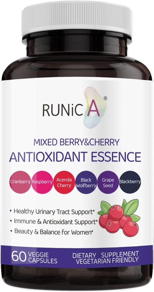 6in1 Suplemento antioxidante para mulheres com cranberry, semente de uva & mistura de berry □ Nutricional Complex-Skin, Envelhecimento saudável, Imune & Urinary Tract Support