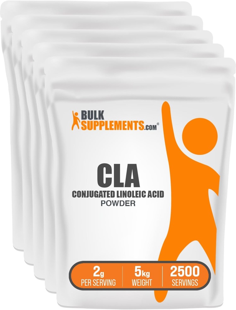 BulkSuplementos.com Ácido Linoleico Conjugado Pó - Suplemento CLA, Suplemento Nutricional - Glúten Livre, 2g Por Serviço, 1 kg (2,2 lbs) (Pacote de 5)