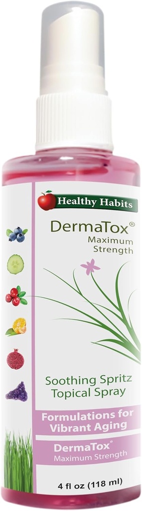Hábitos saudáveis DermaTox 4oz calmante Spray tópico Spritz Tudo Propósito Spray tópico seguro e eficaz calmante Nutrição da pele