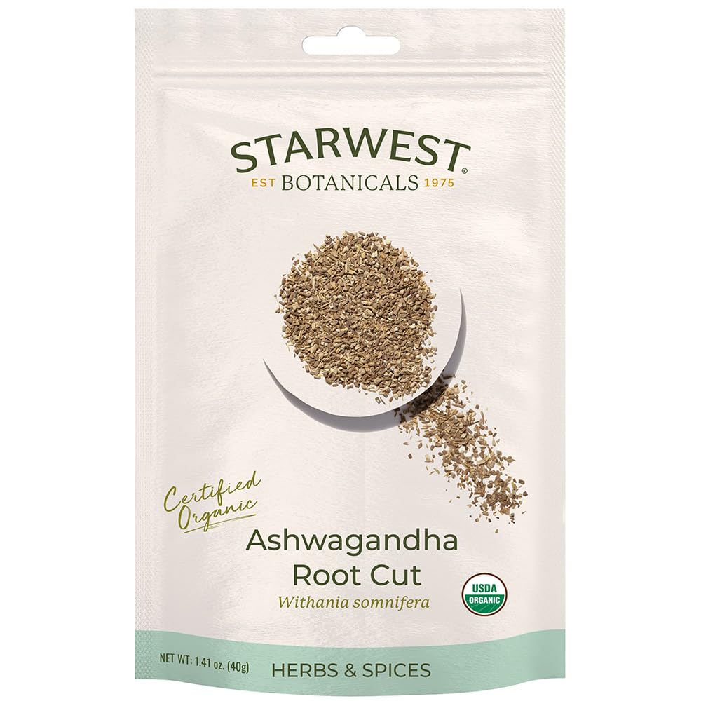 Botânicos Starwest Ashwagandha Root Cut Eco-Amigo orgânico (1.41 oz)