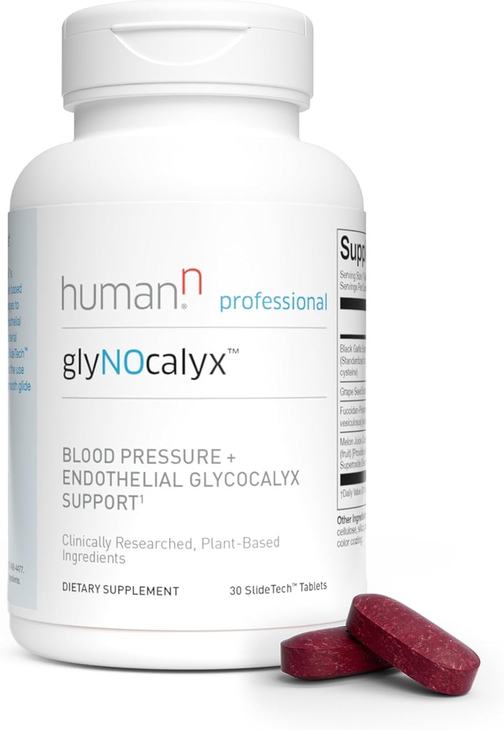 Comprimidos de glyNOcalyx humanos - Glicocalyx endotelial, Circulação e suporte de óxido nítrico - Alho preto, extrato de sementes de uva, Fucoidan-Polyfenol Complex – 30 Contagem