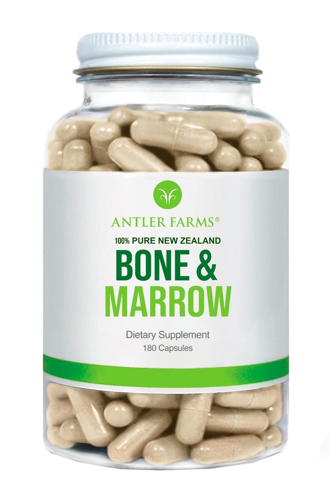 Antler Farms - 100% Pure New Zealand Bone & Marrow, 180 Cápsulas, 750mg - Grass Fed, Pasture Cresed Whole Bone Extract, Cold Processed, Healthy Essential Fats, Stem Cells, Colágeno, Cálcio