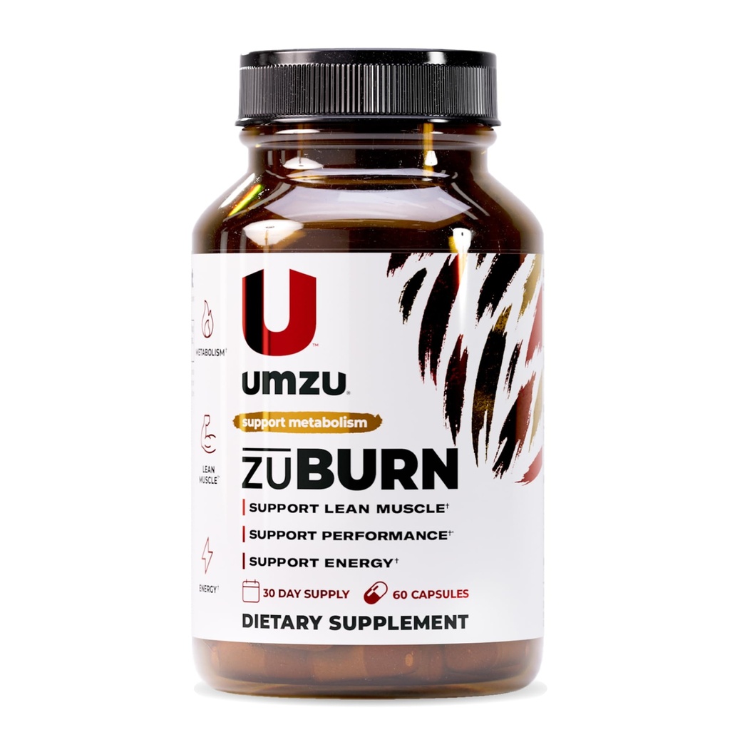 UMZU ZuBurn Energy Support Supplement – Fonte de 30 dias – Cafeína, Mitoburn, Capsimax, Grãos do Paraíso, B6 & B12 – Suporta energia diária, Foco e Estilo de Vida Activo – cGMP, EUA