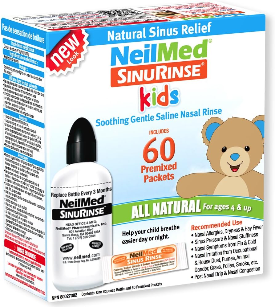 NeilMed Pharmaceuticals - Sinus Rinse Kids All Natural Kit - 60 pacotes pré-misturados