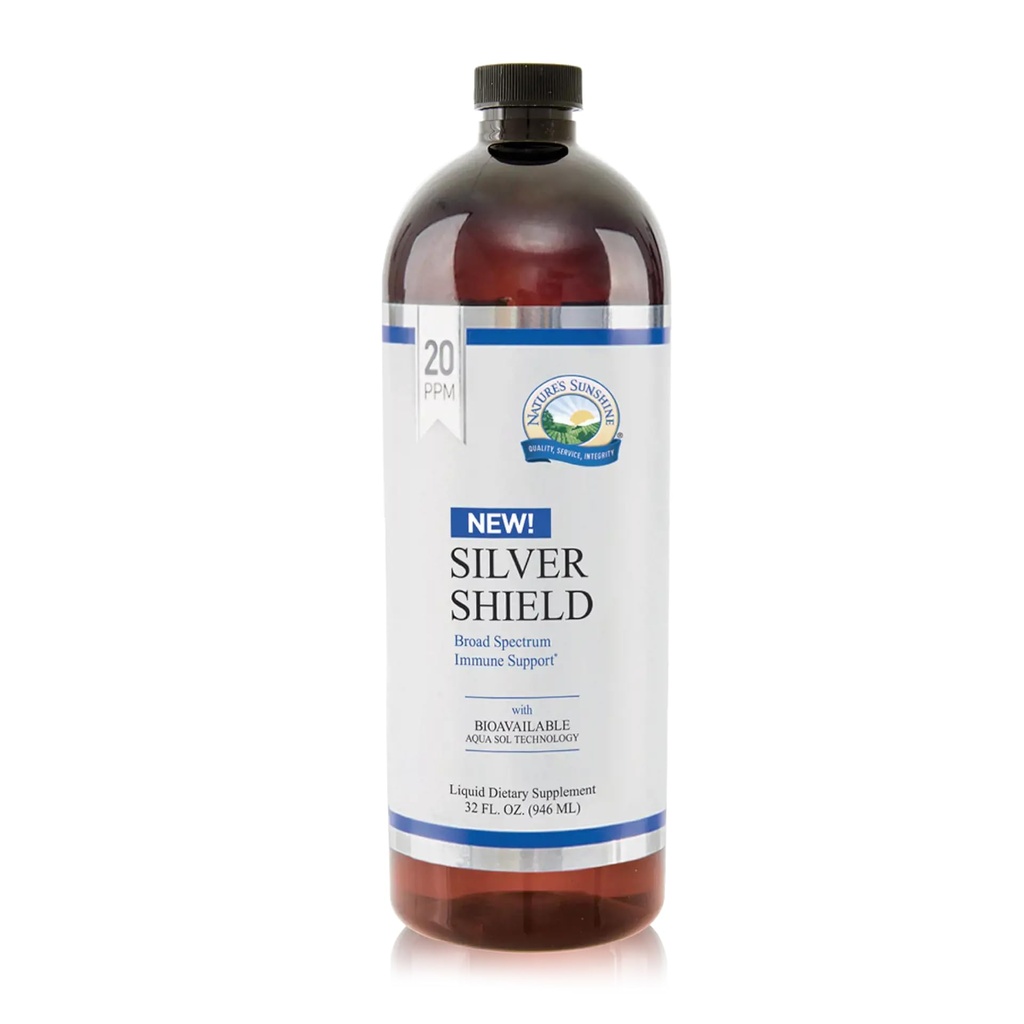 Sunshine Silver Shield Líquido, 32 Fl Oz Líquido Coloidal Prata com Tecnologia Aqua Sol Fornece suporte e proteção imunitária