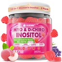 Inositol Gummies para Mulheres + Chasteberry, Myo-Inositol & D-Chiro Inositol 2000mg + 50mg Razão ideal de 40:1 com Metilado B12 & Folato, Colina, Magnésio, Vitamina D3 para a Saúde Geral, Pacote de 2